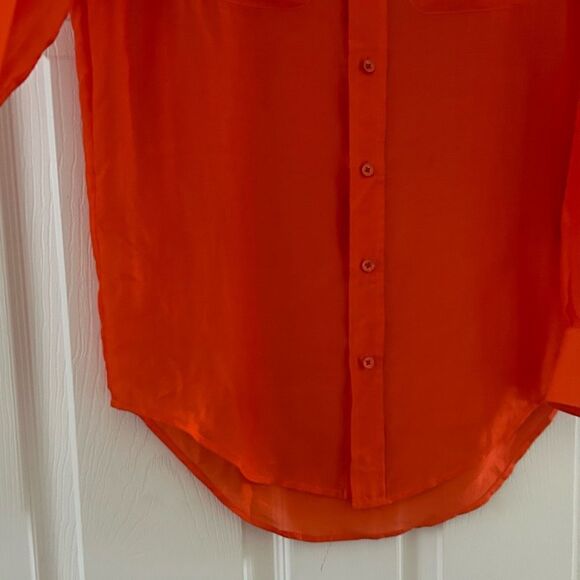 Ralph Lauren Black Label 100% Mulberry Silk Orange Button Up Top Size 2 525.00 - Picture 6 of 13